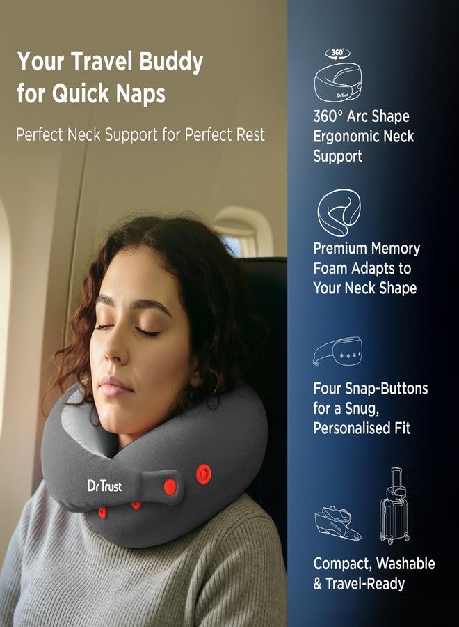 دي آر تراست وسادة رقبة للسفر من دكتور ترست يو إس إيه لتخفيف آلام الرقبة | وسادة رقبة طبية من إسفنج الذاكرة للطائرة والسيارة والقطار والمكتب | مسند رأس قابل للتعديل مع غطاء مريح وجيد التهوية - Image 3